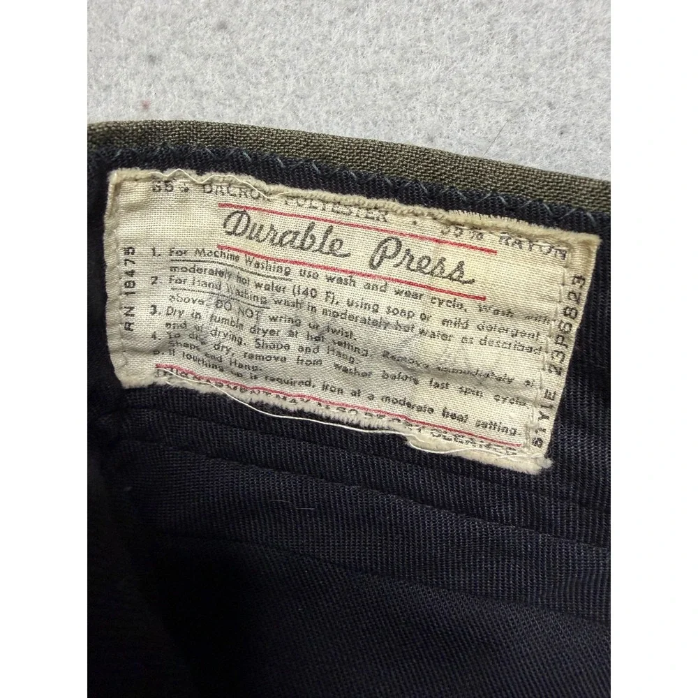 Vintage Military Trousers Mens 32X32‎ Olive Green 70s Durable Press Workwear
